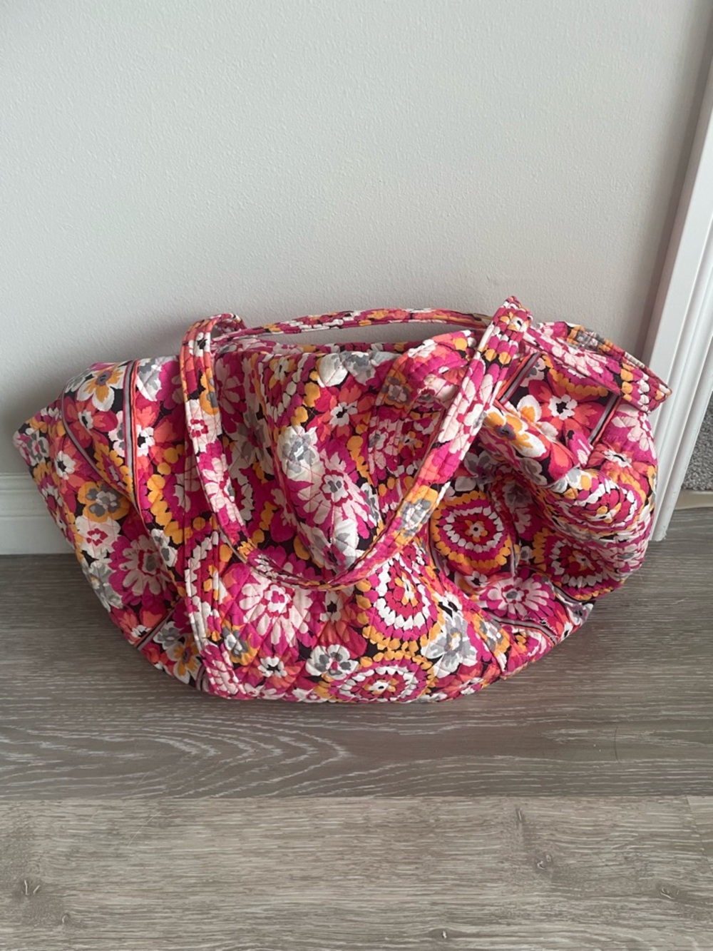 Quilted Floral Tote Bag in Pink